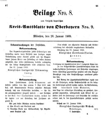 Königlich-bayerisches Kreis-Amtsblatt von Oberbayern (Münchner Intelligenzblatt) Dienstag 26. Januar 1869