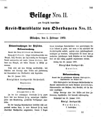 Königlich-bayerisches Kreis-Amtsblatt von Oberbayern (Münchner Intelligenzblatt) Freitag 5. Februar 1869