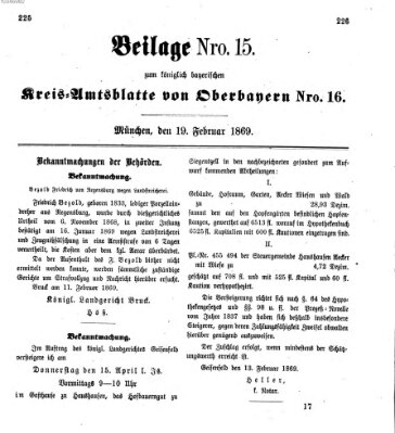 Königlich-bayerisches Kreis-Amtsblatt von Oberbayern (Münchner Intelligenzblatt) Freitag 19. Februar 1869