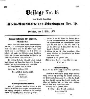 Königlich-bayerisches Kreis-Amtsblatt von Oberbayern (Münchner Intelligenzblatt) Dienstag 2. März 1869