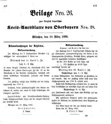 Königlich-bayerisches Kreis-Amtsblatt von Oberbayern (Münchner Intelligenzblatt) Dienstag 30. März 1869