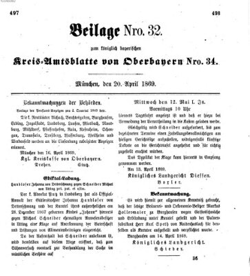 Königlich-bayerisches Kreis-Amtsblatt von Oberbayern (Münchner Intelligenzblatt) Dienstag 20. April 1869