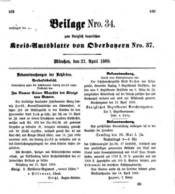 Königlich-bayerisches Kreis-Amtsblatt von Oberbayern (Münchner Intelligenzblatt) Dienstag 27. April 1869