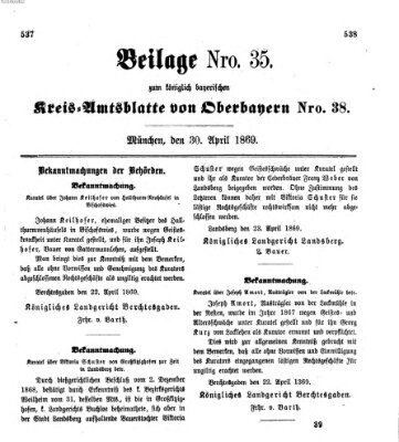 Königlich-bayerisches Kreis-Amtsblatt von Oberbayern (Münchner Intelligenzblatt) Freitag 30. April 1869