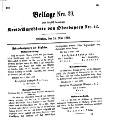 Königlich-bayerisches Kreis-Amtsblatt von Oberbayern (Münchner Intelligenzblatt) Freitag 14. Mai 1869