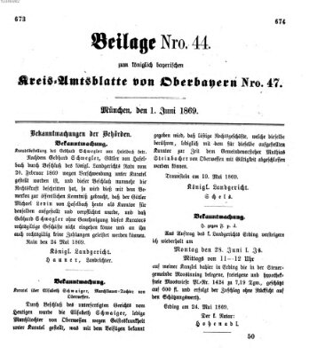 Königlich-bayerisches Kreis-Amtsblatt von Oberbayern (Münchner Intelligenzblatt) Dienstag 1. Juni 1869