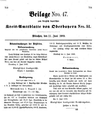 Königlich-bayerisches Kreis-Amtsblatt von Oberbayern (Münchner Intelligenzblatt) Freitag 11. Juni 1869