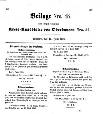 Königlich-bayerisches Kreis-Amtsblatt von Oberbayern (Münchner Intelligenzblatt) Dienstag 15. Juni 1869