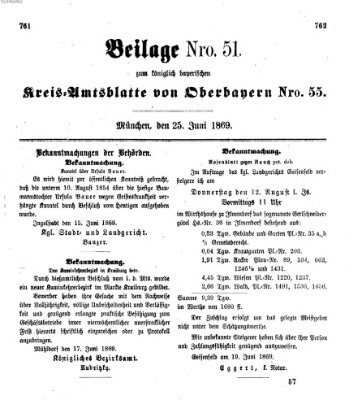 Königlich-bayerisches Kreis-Amtsblatt von Oberbayern (Münchner Intelligenzblatt) Freitag 25. Juni 1869