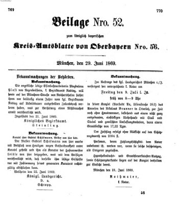 Königlich-bayerisches Kreis-Amtsblatt von Oberbayern (Münchner Intelligenzblatt) Dienstag 29. Juni 1869