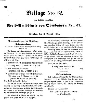 Königlich-bayerisches Kreis-Amtsblatt von Oberbayern (Münchner Intelligenzblatt) Dienstag 3. August 1869