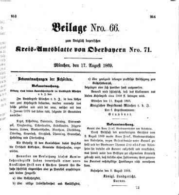 Königlich-bayerisches Kreis-Amtsblatt von Oberbayern (Münchner Intelligenzblatt) Dienstag 17. August 1869