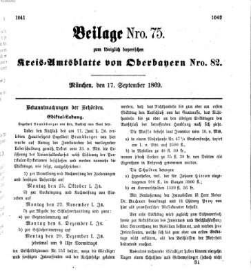 Königlich-bayerisches Kreis-Amtsblatt von Oberbayern (Münchner Intelligenzblatt) Freitag 17. September 1869