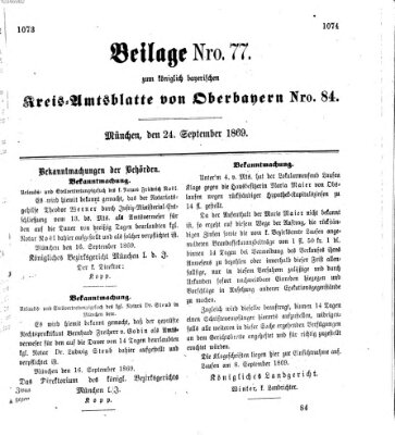 Königlich-bayerisches Kreis-Amtsblatt von Oberbayern (Münchner Intelligenzblatt) Freitag 24. September 1869