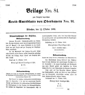 Königlich-bayerisches Kreis-Amtsblatt von Oberbayern (Münchner Intelligenzblatt) Dienstag 19. Oktober 1869