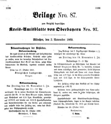 Königlich-bayerisches Kreis-Amtsblatt von Oberbayern (Münchner Intelligenzblatt) Dienstag 2. November 1869