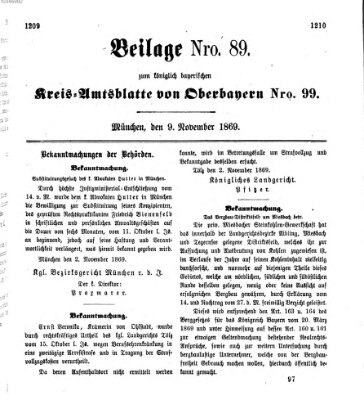 Königlich-bayerisches Kreis-Amtsblatt von Oberbayern (Münchner Intelligenzblatt) Dienstag 9. November 1869