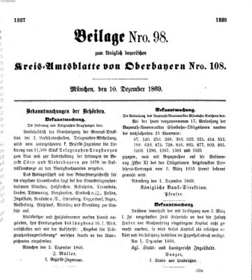 Königlich-bayerisches Kreis-Amtsblatt von Oberbayern (Münchner Intelligenzblatt) Freitag 10. Dezember 1869