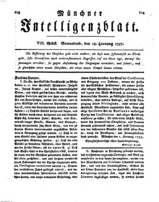 Münchner Intelligenzblatt Samstag 18. Februar 1797