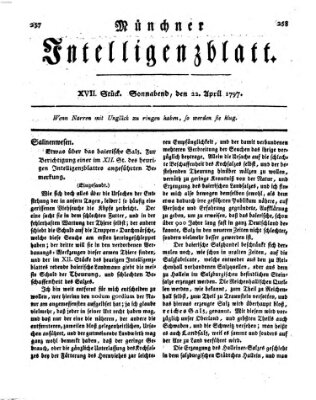 Münchner Intelligenzblatt Samstag 22. April 1797