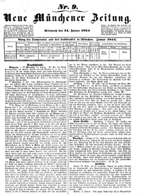 Neue Münchener Zeitung (Süddeutsche Presse) Mittwoch 11. Januar 1854