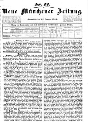 Neue Münchener Zeitung (Süddeutsche Presse) Samstag 14. Januar 1854