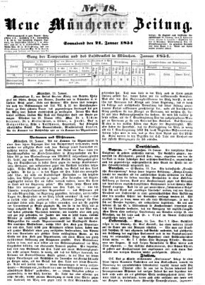 Neue Münchener Zeitung (Süddeutsche Presse) Samstag 21. Januar 1854