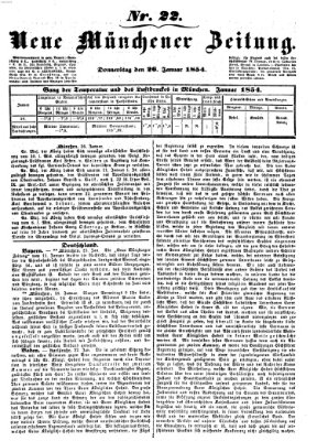 Neue Münchener Zeitung (Süddeutsche Presse) Donnerstag 26. Januar 1854