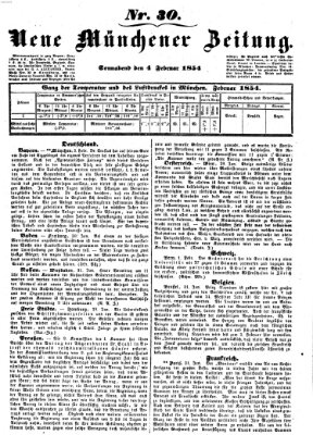 Neue Münchener Zeitung (Süddeutsche Presse) Samstag 4. Februar 1854