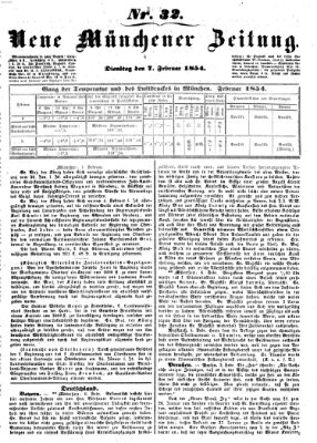 Neue Münchener Zeitung (Süddeutsche Presse) Dienstag 7. Februar 1854