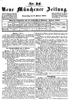 Neue Münchener Zeitung (Süddeutsche Presse) Donnerstag 9. Februar 1854