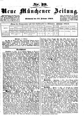 Neue Münchener Zeitung (Süddeutsche Presse) Mittwoch 15. Februar 1854