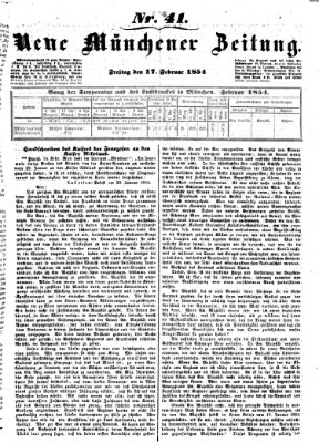 Neue Münchener Zeitung (Süddeutsche Presse) Freitag 17. Februar 1854