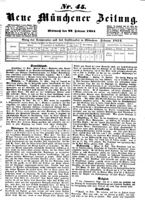 Neue Münchener Zeitung (Süddeutsche Presse) Mittwoch 22. Februar 1854