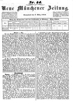 Neue Münchener Zeitung (Süddeutsche Presse) Samstag 4. März 1854