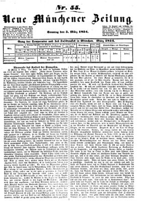 Neue Münchener Zeitung (Süddeutsche Presse) Sonntag 5. März 1854