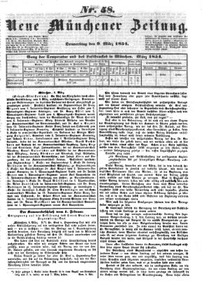 Neue Münchener Zeitung (Süddeutsche Presse) Donnerstag 9. März 1854