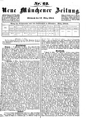 Neue Münchener Zeitung (Süddeutsche Presse) Mittwoch 15. März 1854