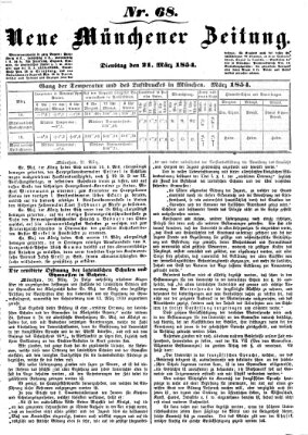 Neue Münchener Zeitung (Süddeutsche Presse) Dienstag 21. März 1854