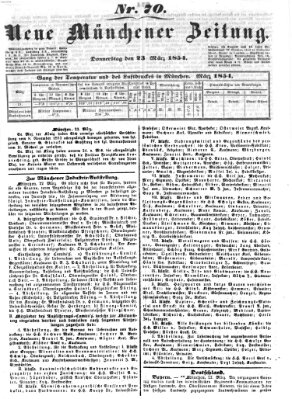 Neue Münchener Zeitung (Süddeutsche Presse) Donnerstag 23. März 1854