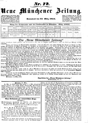 Neue Münchener Zeitung (Süddeutsche Presse) Samstag 25. März 1854