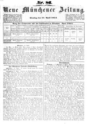 Neue Münchener Zeitung (Süddeutsche Presse) Dienstag 11. April 1854