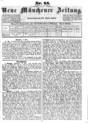 Neue Münchener Zeitung (Süddeutsche Presse) Donnerstag 13. April 1854