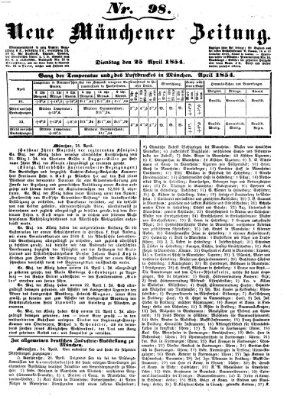 Neue Münchener Zeitung (Süddeutsche Presse) Dienstag 25. April 1854