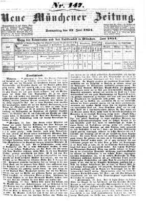 Neue Münchener Zeitung (Süddeutsche Presse) Donnerstag 22. Juni 1854