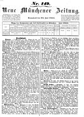 Neue Münchener Zeitung (Süddeutsche Presse) Samstag 24. Juni 1854