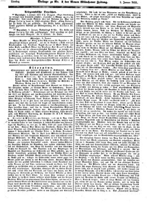 Neue Münchener Zeitung (Süddeutsche Presse) Dienstag 2. Januar 1855