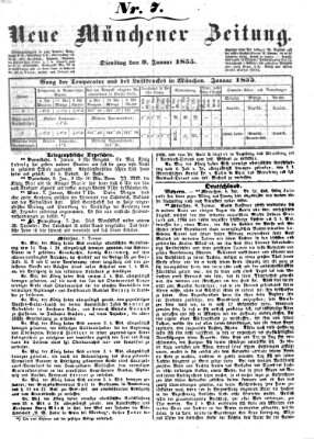 Neue Münchener Zeitung (Süddeutsche Presse) Dienstag 9. Januar 1855