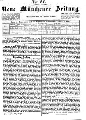 Neue Münchener Zeitung (Süddeutsche Presse) Samstag 13. Januar 1855