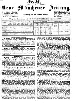 Neue Münchener Zeitung (Süddeutsche Presse) Dienstag 16. Januar 1855